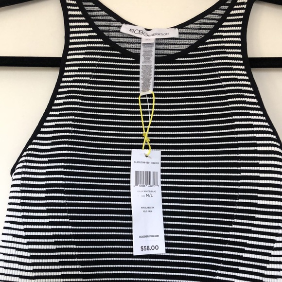 NEW WITH TAGS BCBGeneration Seamless Black/White Crop top - Picture 5 of 7